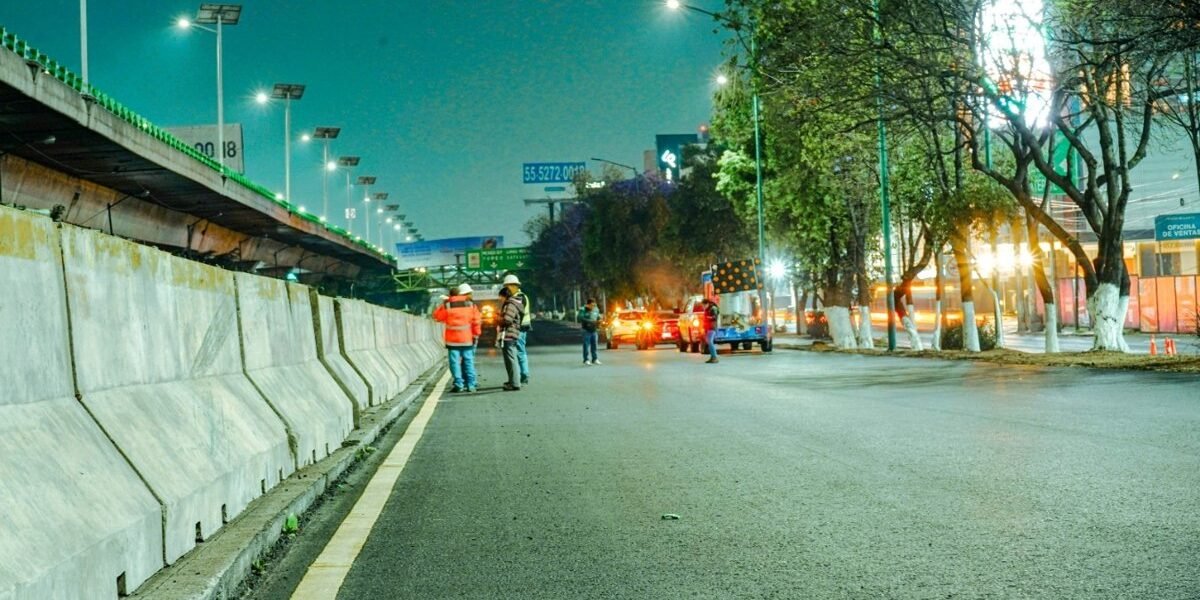 Renuevan imagen del Periférico Norte con balizamiento de seguridad
