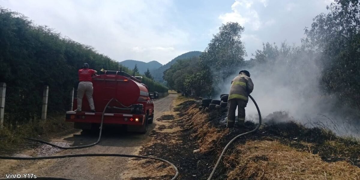 Bomberos sofocan incendio en barranca de Amecameca por quema irresponsable