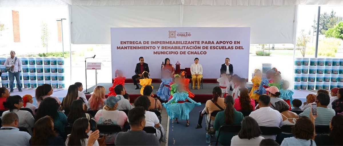Chalco entrega impermeabilizantes a 307 escuelas para proteger infraestructura educativa