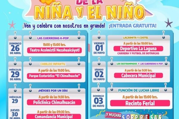Chimalhuacán prepara gran festejo por el Día del Niño con circo, lucha libre y más