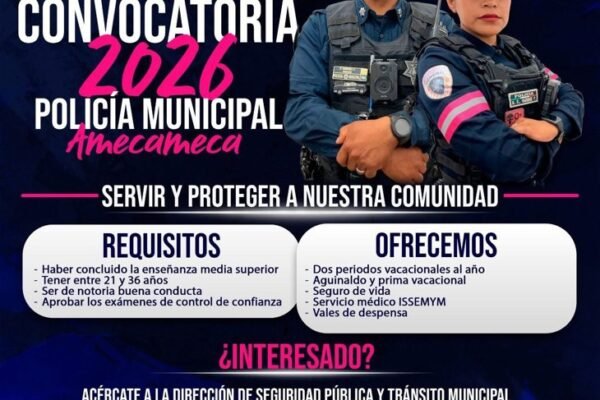 Amecameca abre convocatoria para reclutar policías municipales