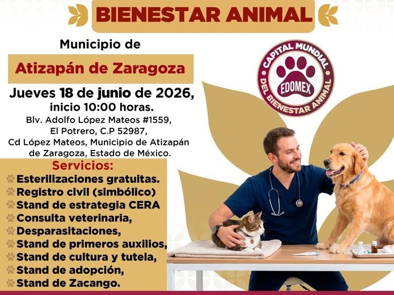 Caravana por el Bienestar Animal llega a Atizapán con servicios veterinarios gratuitos