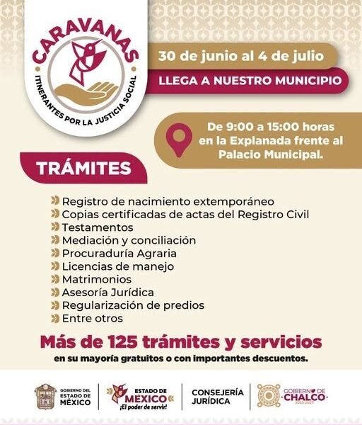 Caravana Itinerante por la Justicia Social llega a Chalco con 125 servicios gratuitos