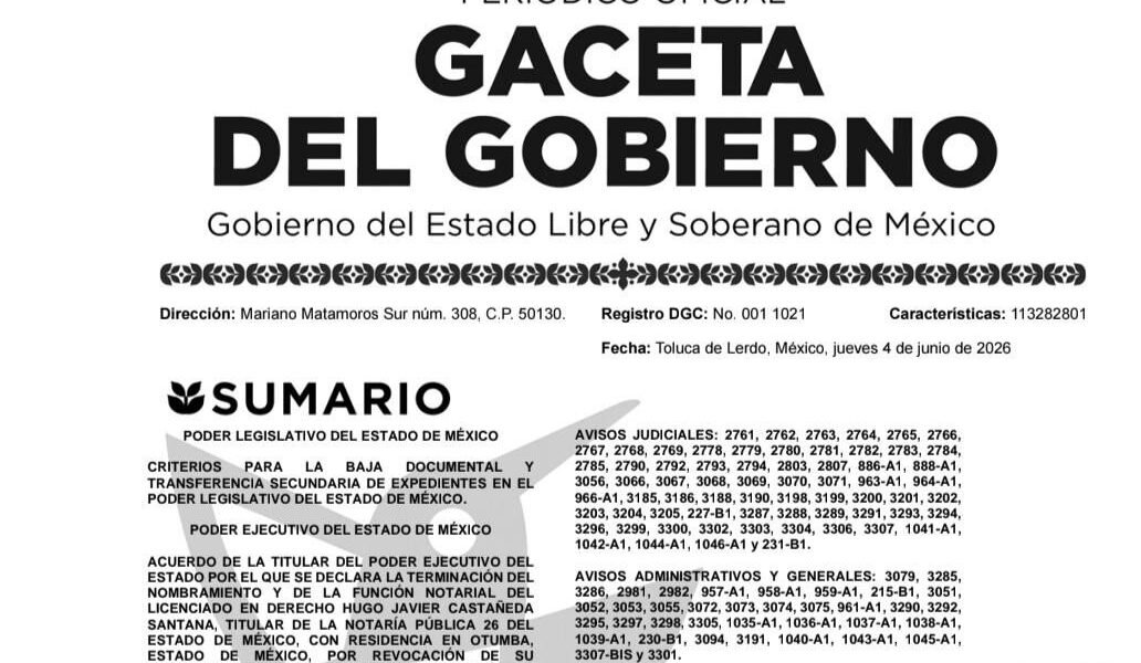 Revocan nombramiento a notario en Otumba por irregularidades administrativas