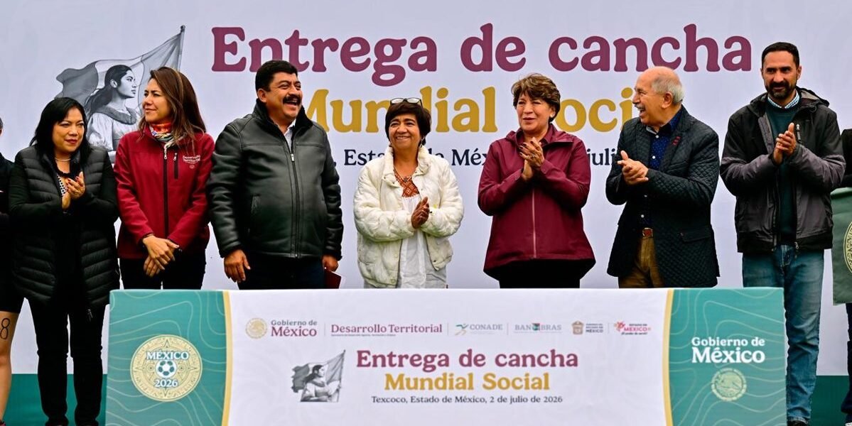 Entregan cancha de futbol en Texcoco como parte del Mundial Social 2026