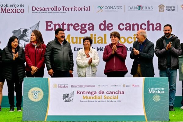 Entregan cancha de futbol en Texcoco como parte del Mundial Social 2026