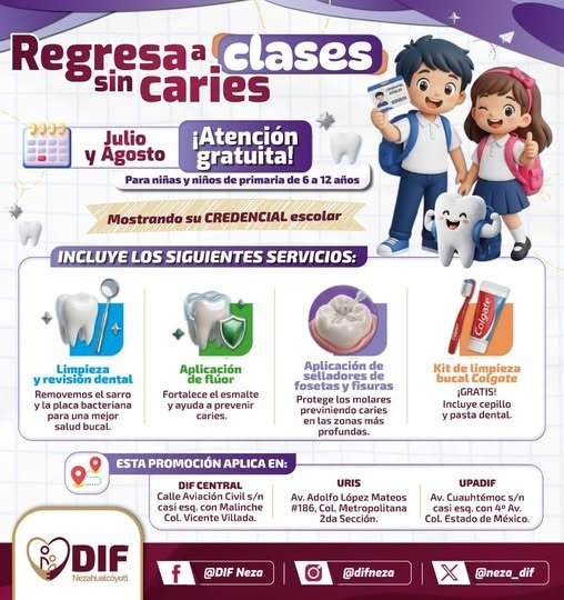 DIF Nezahualcóyotl ofrece atención dental gratuita para niños en vacaciones