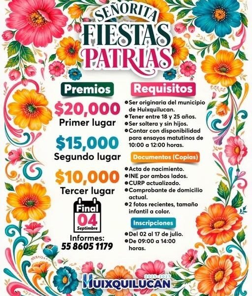 Huixquilucan abre convocatoria para Señorita Fiestas Patrias 2026