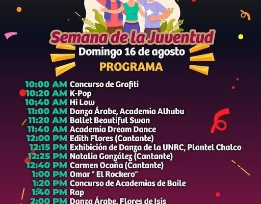 Chalco celebra la Semana de la Juventud con baile y entretenimiento este domingo