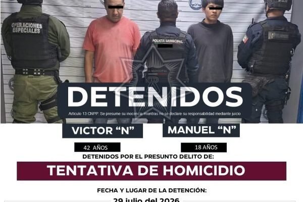 Detienen a dos sujetos por disparar arma de fuego en Chimalhuacán