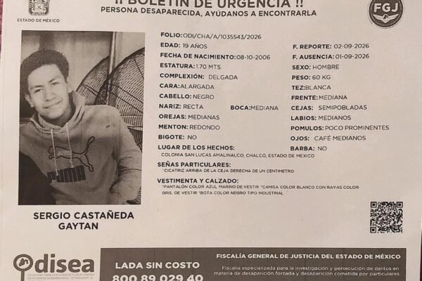 Desaparición en Chalco: buscan a persona que salió rumbo a centro nocturno