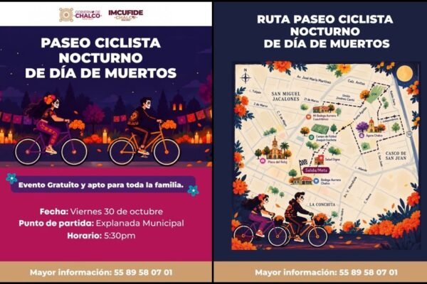 Chalco invita a un Paseo Ciclista Nocturno este viernes de Día de Muertos